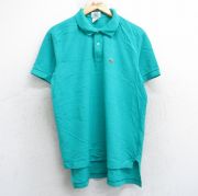 L★古着 ラコステ LACOSTE 半袖 ブランド ポロ シャツ メンズ 90年代 90s ワンポイントロゴ 鹿の子 コットン USA製 青緑 【spe】 25aug05 中古 トップス