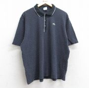 XL★古着 ラコステ LACOSTE 半袖 ブランド ポロ シャツ メンズ ワンポイントロゴ 鹿の子 大きいサイズ コットン フランス製 黒他 ブラック ボーダー 【spe】 25aug25 中古 トップス