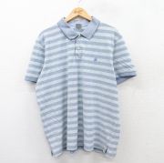 XL★古着 ブルックスブラザーズ BROOKS BROTHERS 半袖 ブランド ポロ シャツ メンズ ワンポイントロゴ 大きいサイズ コットン 薄紺他 ネイビー ボーダー 【spe】 25aug25 中古 トップス