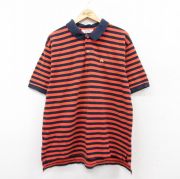 XL★古着 ブルックスブラザーズ BROOKS BROTHERS 半袖 ブランド ポロ シャツ メンズ 00年代 00s ワンポイントロゴ 鹿の子 大きいサイズ コットン オレンジ他 ボーダー 【spe】 25aug25 中古 トップス