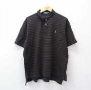 XL★古着 ラルフローレン 半袖 ブランド ポロ シャツ メンズ 90年代 90s ワンポイントロゴ 鹿の子 大きいサイズ コットン USA製 黒他 ボーダー【spe】 26apr10