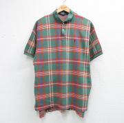 XL★古着 ラルフローレン 半袖 ブランド ポロ シャツ メンズ 90年代 90s ワンポイントロゴ コットン USA製 グリーン他 チェック【spe】 26may13