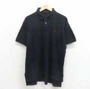 XL★古着 ラルフローレン 半袖 ブランド ポロ シャツ メンズ 90年代 90s ワンポイントロゴ コットン USA製 ブラック【spe】 26may29