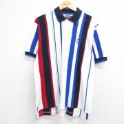 L★古着 ラルフローレン チャップス 半袖 ブランド ポロ シャツ メンズ 90年代 90s ワンポイントロゴ 鹿の子 コットン ホワイト ストライプ【spe】 26jun04