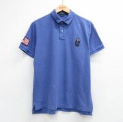 L★古着 ラルフローレン 半袖 ブランド ポロ シャツ メンズ ワンポイントロゴ ポロベア 鹿の子 パープル【spe】 26jun10