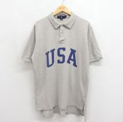 XL★古着 ラルフローレン ポロスポーツ 半袖 ブランド ポロ シャツ メンズ 90年代 90s USAロゴ 鹿の子 大きいサイズ コットン USA製 グレー【spe】 26jun15