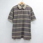 XL★古着 エディーバウアー 半袖 ブランド ポロ シャツ メンズ 00年代 00s コットン ブラウン ボーダー【spe】 26jun29