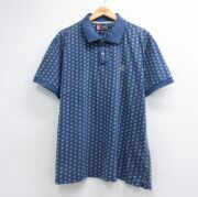 XL★古着 ラルフローレン チャップス 半袖 ブランド ポロ シャツ メンズ 90年代 90s ワンポイントロゴ 大きいサイズ コットン ブルー【spe】 26jun29