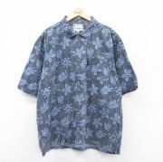 XL★古着 コロンビア COLUMBIA 半袖 ハワイアン シャツ メンズ 00年代 00s 花 大きいサイズ コットン 黒他 ブラック 【spe】 25aug12 中古 アロハ トップス