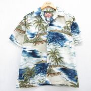 XL★古着 RJC 半袖 ハワイアン シャツ メンズ ヤシの木 コットン USA製 ネイビー【spe】 26jun22