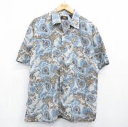 XL★古着 ルート66 半袖 ハワイアン シャツ メンズ 00年代 00s 地図 開襟 オープンカラー ライトブルー【spe】 26jun26