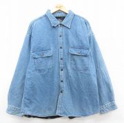 XL★古着 長袖 シャツ メンズ 大きいサイズ 紺 ネイビー デニム 25sep25 中古 アウター