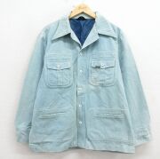 L★古着 リー Lee 長袖 シャツ ジャケット メンズ 80年代 80s USA製 薄紺【spe】 26mar03