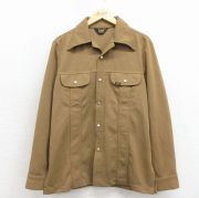 M★古着 リー Lee 長袖 シャツ ジャケット メンズ 70年代 70s 開襟 オープンカラー 茶【spe】 26apr03