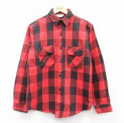 L★古着 ファイブブラザー 長袖 ブランド ヘビー フランネル シャツ メンズ 80年代 80s USA製 赤他 レッド バッファロー チェック 【spe】 25aug18 中古 トップス