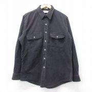 L★古着 セントジョンズベイ 長袖 ヘビー フランネル シャツ メンズ 90年代 90s シャモアクロス ロング丈 コットン USA製 黒 ブラック 【spe】 25aug28 中古 トップス