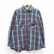 XL★古着 ディッキーズ Dickies 長袖 ヘビー フランネル シャツ メンズ 80年代 80s コットン 水色 チェック 【spe】 25sep04 中古 トップス
