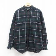 XL★古着 エディーバウアー 長袖 フランネル シャツ メンズ 00年代 00s コットン ボタンダウン 緑他 グリーン チェック 【spe】 25sep06 中古 トップス