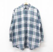 XL★古着 アバクロンビー Abercrombie&amp;fitch 長袖 ヘビー フランネル シャツ メンズ 90年代 90s THE BIG SHIRT 大きいサイズ コットン ボタンダウン 紺他 ネイビー チェック 【spe】 25sep09 中古 トップス