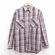 XL★古着 セントジョンズベイ 長袖 ヘビー フランネル シャツ メンズ 90年代 90s コットン USA製 グレー他 チェック 【spe】 25sep20 中古 トップス