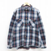 XL★古着 アメリカンイーグル American Eagle 長袖 ヘビー フランネル シャツ メンズ 大きいサイズ コットン 紺他 ネイビー チェック 【spe】 25sep22 中古 トップス