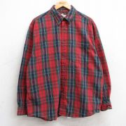 XL★古着 エディーバウアー 長袖 フランネル シャツ メンズ 00年代 00s コットン 赤他 レッド チェック 【spe】 25sep26 中古 トップス