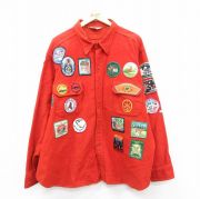 XL★古着 ウールリッチ WOOLRICH 長袖 ヘビー フランネル シャツ メンズ 80年代 80s ワッペン シャモアクロス 大きいサイズ コットン USA製 オレンジ 【spe】 25oct03 中古 トップス