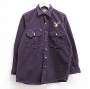 L★古着 カベラス 長袖 ヘビー フランネル シャツ メンズ 90年代 90s シカ コットン USA製 エンジ 【spe】 25oct03 中古 トップス