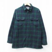 L★古着 エルエルビーン LLBEAN 長袖 ヘビー フランネル シャツ メンズ 00年代 00s コットン 緑他 グリーン タータン チェック ブラックウォッチ 内側フリース 【spe】 25oct03 中古 トップス