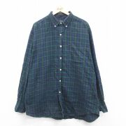 XL★古着 ラルフローレン Ralph Lauren ポロジーンズ 長袖 ブランド フランネル シャツ メンズ 大きいサイズ ロング丈 コットン ボタンダウン 緑他 グリーン タータン チェック ブラックウォッチ 【spe】 25oct08 中古 トップス