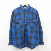 XL★古着 セントジョンズベイ 長袖 ヘビー フランネル シャツ メンズ 90年代 90s 大きいサイズ コットン 青他 ブルー バッファロー チェック 【spe】 25oct09 中古 トップス