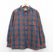 XL★古着 エルエルビーン LLBEAN 長袖 フランネル シャツ メンズ 00年代 00s 大きいサイズ コットン ボタンダウン 紺他 ネイビー チェック 【spe】 25oct11 中古 トップス