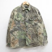 XL★古着 長袖 ヘビー フランネル シャツ メンズ 90年代 90s リアルツリー USA製 ベージュ他 カーキ 迷彩 【spe】 25oct18 中古 トップス