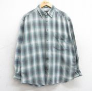 L★古着 長袖 フランネル シャツ メンズ 00年代 00s コットン ボタンダウン 緑他 グリーン オンブレ チェック 【spe】 25oct18 中古 トップス