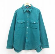 XL★古着 ウールリッチ WOOLRICH 長袖 ウール シャツ メンズ 80年代 80s USA製 青緑 【spe】 25oct20 中古 トップス