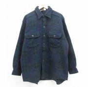 XL★古着 ウールリッチ WOOLRICH 長袖 ウール シャツ メンズ 90年代 90s 大きいサイズ USA製 紺他 ネイビー チェック 【spe】 25oct20 中古 トップス