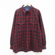 XL★古着 ペンドルトン PENDLETON 長袖 ウール シャツ メンズ 大きいサイズ 赤他 レッド チェック 【spe】 25oct24 中古 トップス
