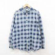 XL★古着 ジェイクルー J.CREW 長袖 フランネル シャツ メンズ 90年代 90s 大きいサイズ ロング丈 紺他 ネイビー チェック 【spe】 25oct24 中古 トップス