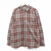 XL★古着 ラルフローレン Ralph Lauren 長袖 ブランド ヘビー フランネル シャツ メンズ 90年代 90s 大きいサイズ コットン 薄緑系他 グリーン チェック 【spe】 25oct25 中古 トップス