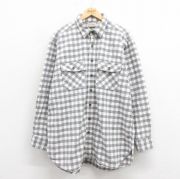 XL★古着 エルエルビーン LLBEAN 長袖 ヘビー フランネル シャツ メンズ 80年代 80s シャモアクロス 大きいサイズ ロング丈 USA製 グレー チェック 【spe】 25oct25 中古 トップス