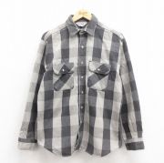 L★古着 ファイブブラザー 長袖 ヘビー フランネル シャツ メンズ 80年代 80s コットン USA製 グレー バッファロー チェック 【spe】 25oct25 中古 トップス