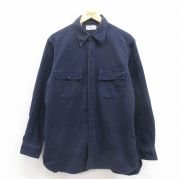 L★古着 エルエルビーン LLBEAN 長袖 ヘビー フランネル シャツ メンズ 90年代 90s コットン 紺 ネイビー 【spe】 25oct25 中古 トップス