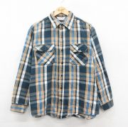 XL★古着 長袖 ヘビー フランネル シャツ メンズ 80年代 80s 大きいサイズ コットン USA製 ベージュ他 カーキ チェック 【spe】 25oct28 中古 トップス