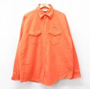 XL★古着 長袖 ヘビー フランネル シャツ メンズ 70年代 70s チェーンソー 大きいサイズ コットン USA製 オレンジ 【spe】 25oct27 中古 トップス