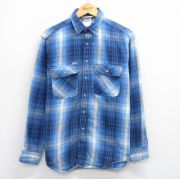 M★古着 カーハート Carhartt 長袖 ヘビー フランネル シャツ メンズ 90年代 90s USA製 青他 ブルー チェック 【spe】 25oct30 中古 トップス