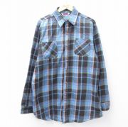 XL★古着 ビッグマック BIG MAC 長袖 ヘビー フランネル シャツ メンズ 80年代 80s 大きいサイズ ロング丈 USA製 紺他 ネイビー チェック 【spe】 25oct31 中古 トップス