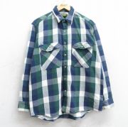 L★古着 オシュコシュ 長袖 ヘビー フランネル シャツ メンズ 90年代 90s コットン USA製 紺他 チェック【spe】 25nov13