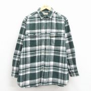 XL★古着 エルエルビーン 長袖 フランネル シャツ メンズ 90年代 90s コットン 緑 チェック【spe】 25dec06