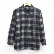 L★古着 ペンドルトン 長袖 ウール シャツ メンズ 80年代 80s USA製 黒他 オンブレ チェック【spe】 25dec29