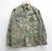 L★古着 長袖 ヘビー フランネル シャツ メンズ 90年代 90s リアルツリー USA製 ベージュ他 迷彩【spe】 26jan13